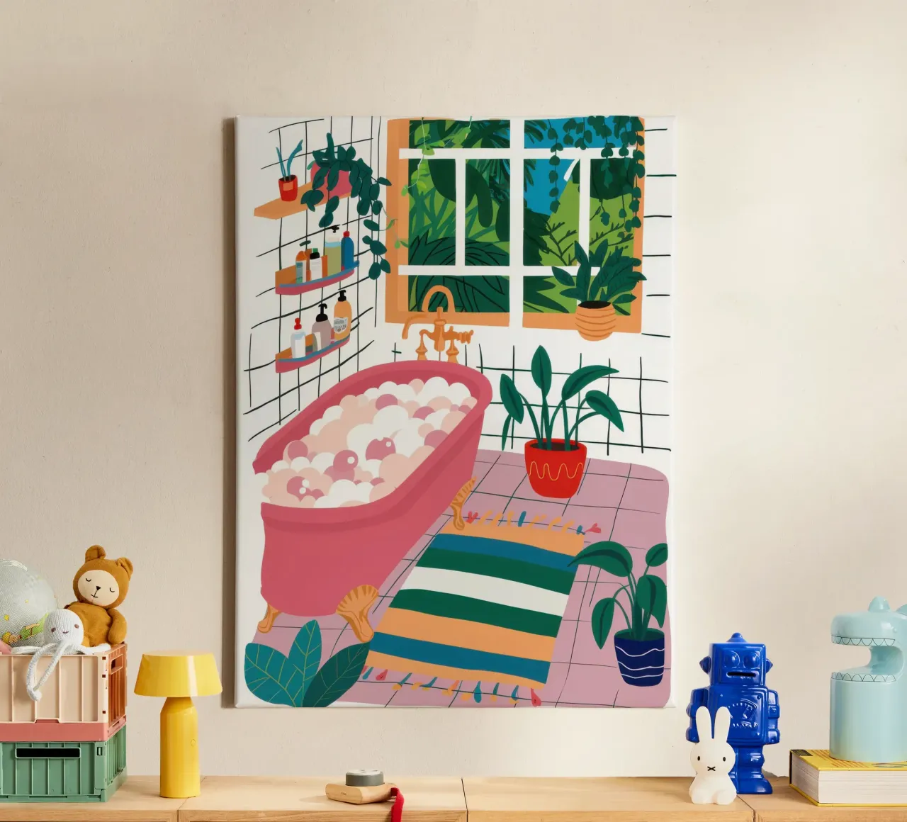 Bohemian Bathing Sanctuary canvas with Floater frame by Orchid Patina