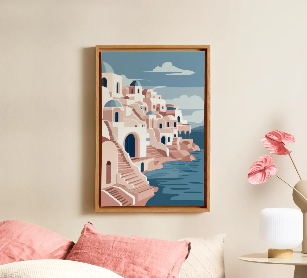 Whitewashed Seaside Steps canvas with Floater frame by Orchid Patina