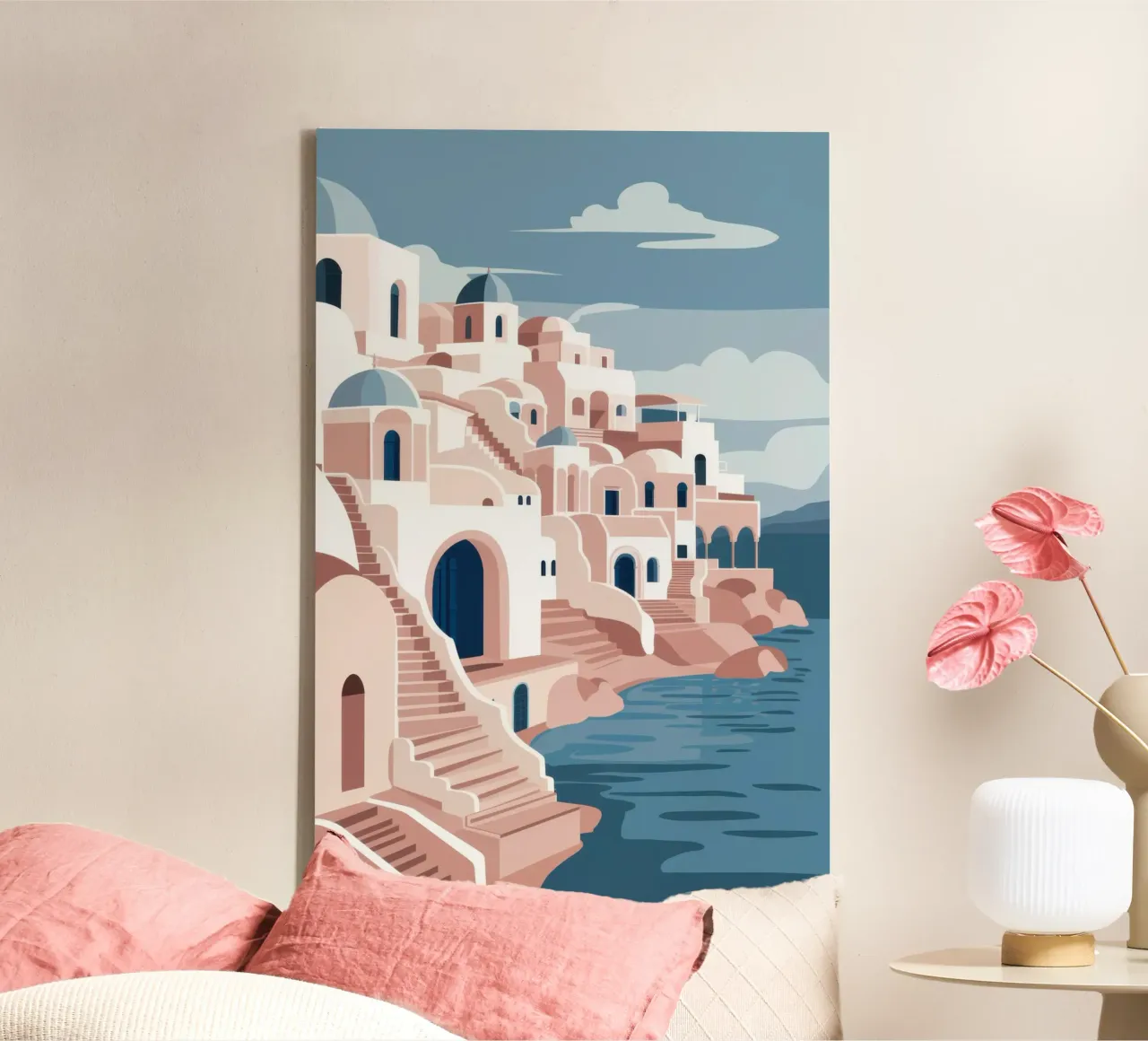 Whitewashed Seaside Steps canvas with Floater frame by Orchid Patina