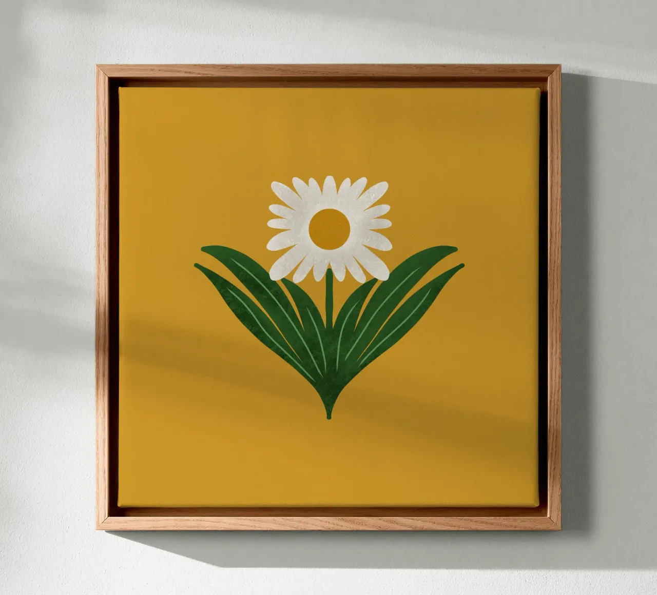 Margherita floreale retrò anni '70 su giallo - Mod Flower tela con Cornice a cassetta da susanacosta
