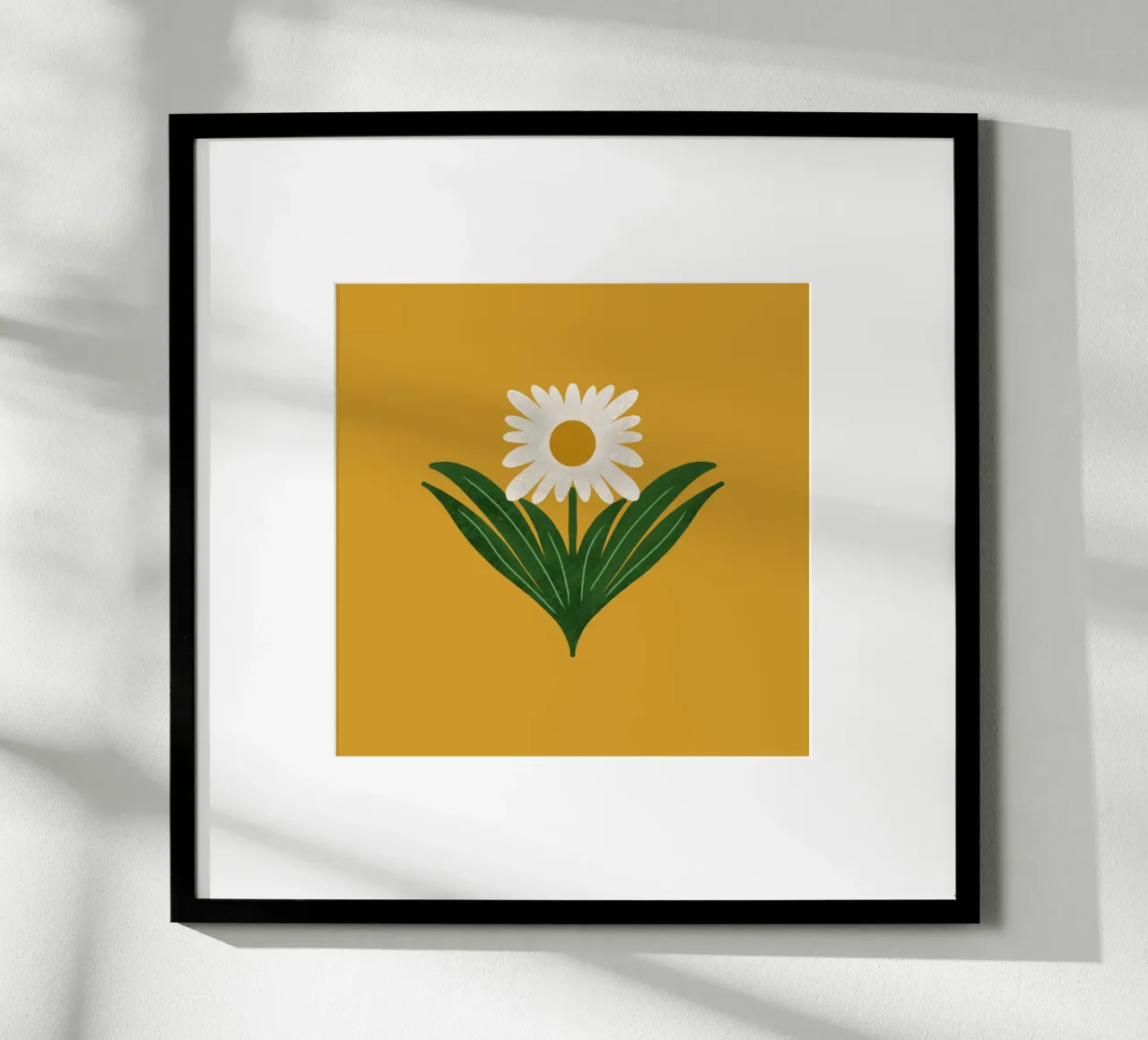 Margherita floreale retrò anni '70 su giallo - Mod Flower poster con telaio in alluminio da susanacosta