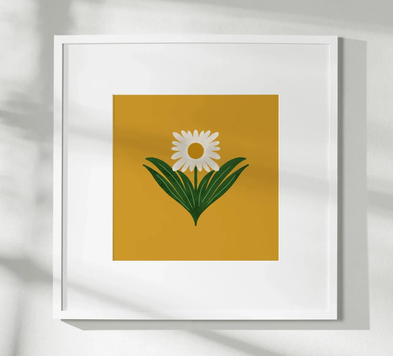 Margherita floreale retrò anni '70 su giallo - Mod Flower poster con telaio in alluminio da susanacosta