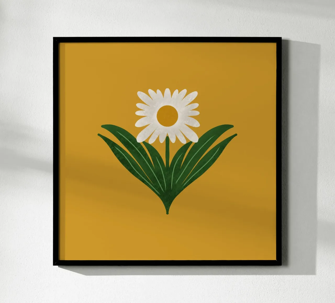 Margherita floreale retrò anni '70 su giallo - Mod Flower poster con telaio in alluminio da susanacosta