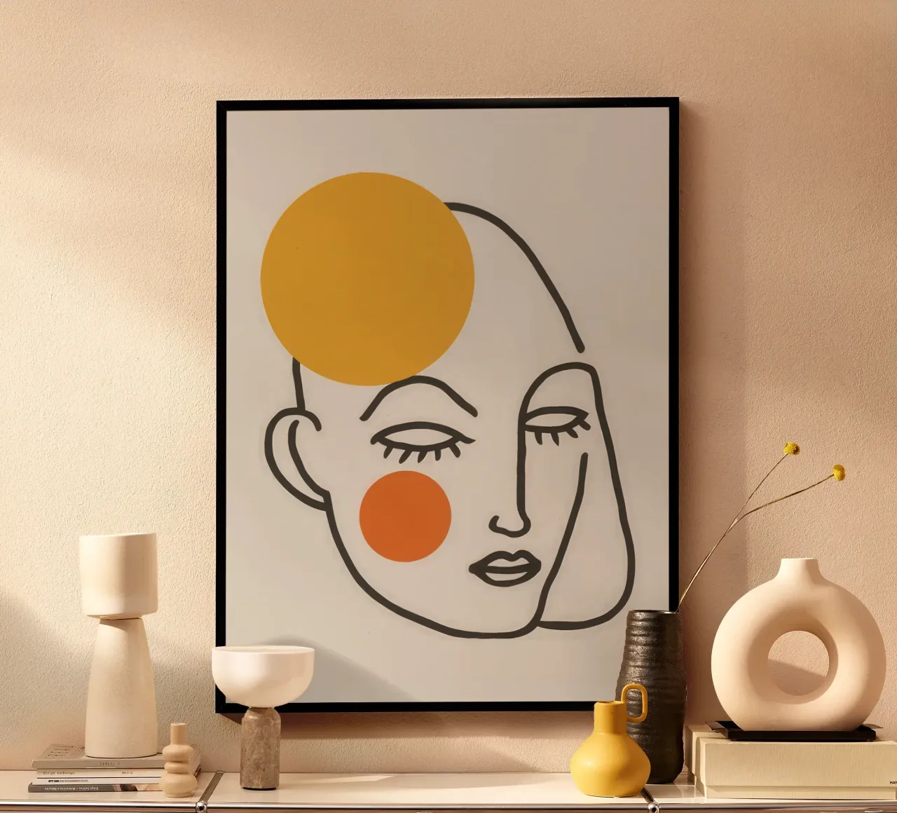 Contemplazione della sfera d'oro poster con telaio in plastica da Moon Revolver