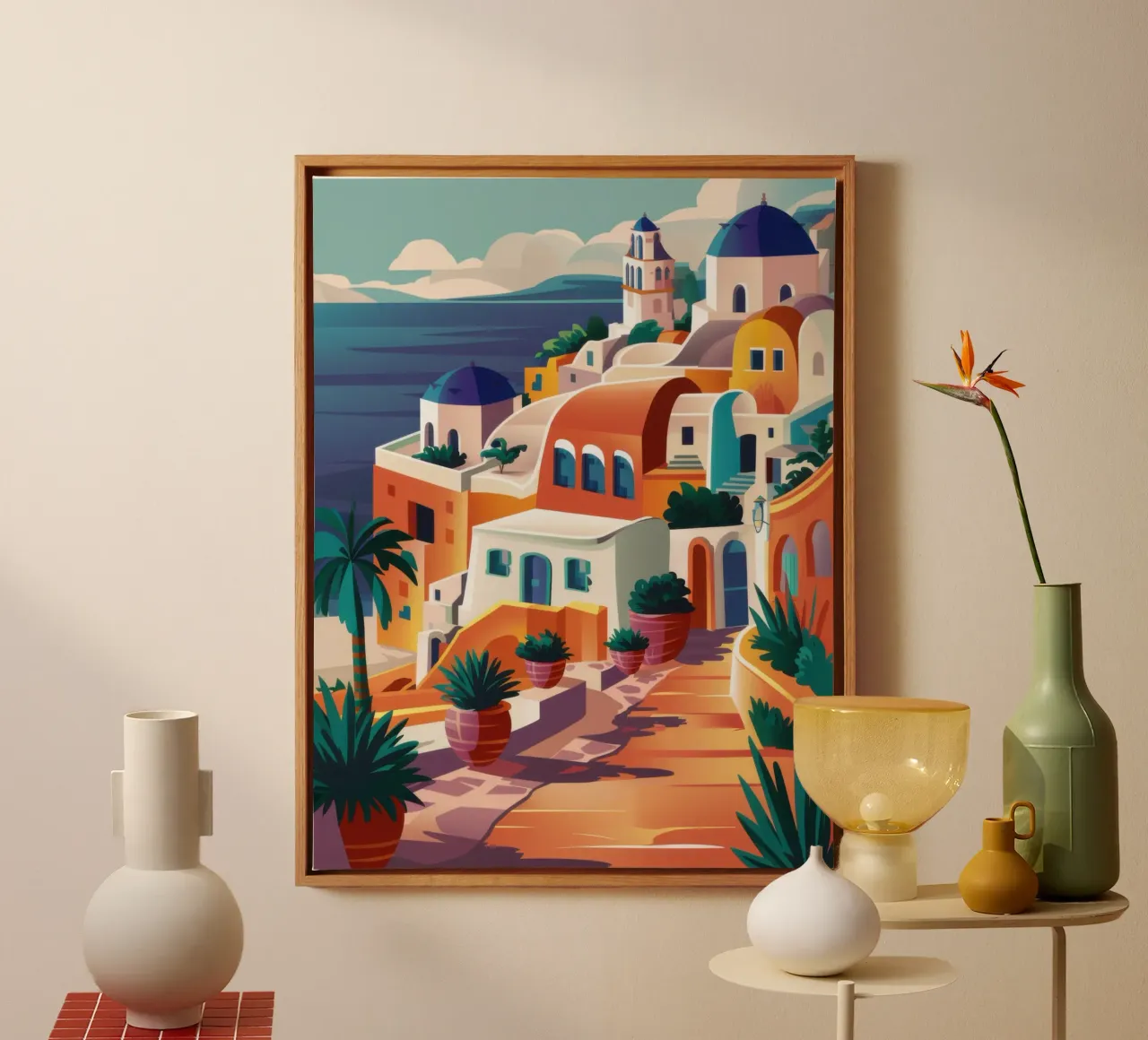 Mediterrane Siësta Schaduwen canvas met Baklijst van Wish Studio