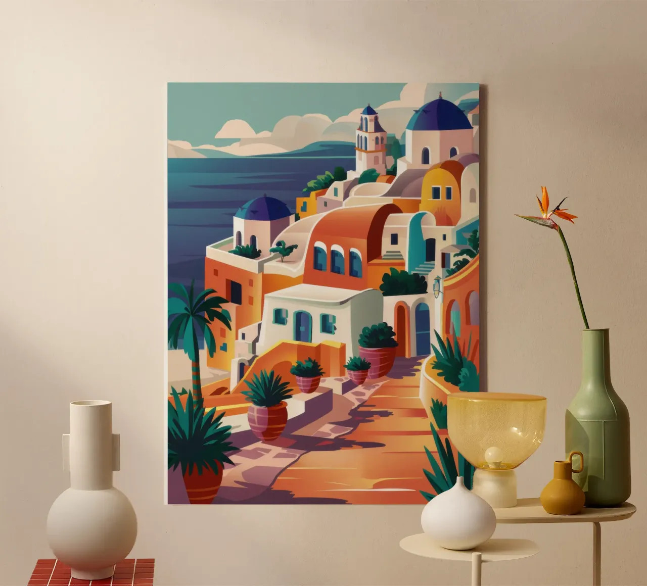 Mediterrane Siësta Schaduwen canvas met Baklijst van Wish Studio