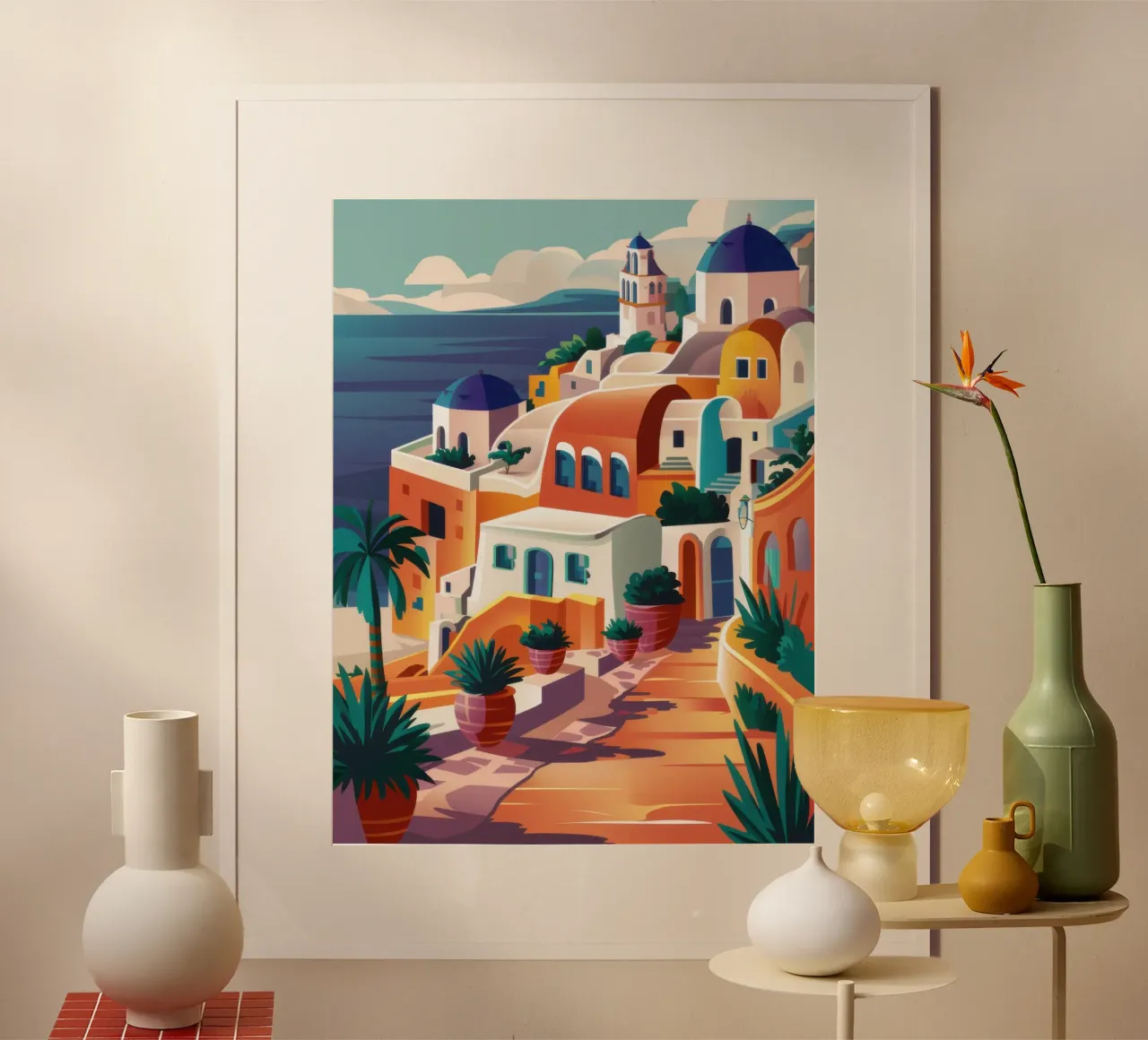 Mediterrane Siësta Schaduwen poster met kunststof frame van Wish Studio