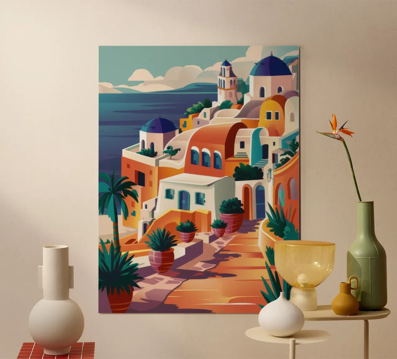 Mediterrane Siësta Schaduwen poster met kunststof frame van Wish Studio