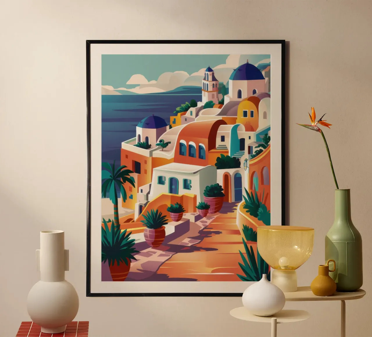Mediterrane Siësta Schaduwen poster met kunststof frame van Wish Studio