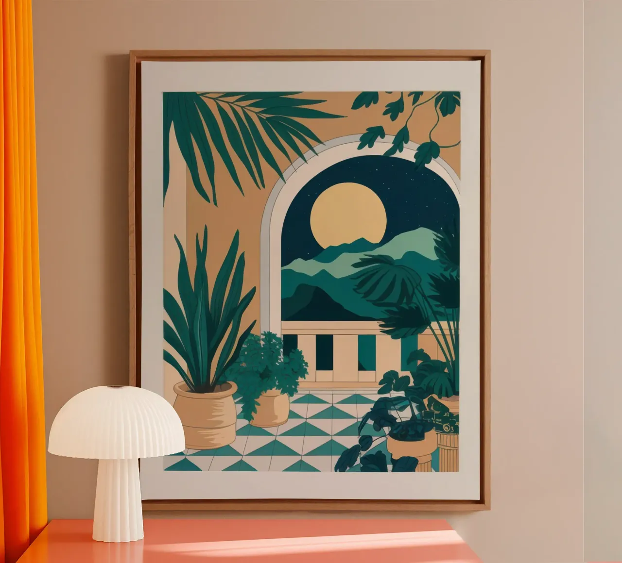 Arched Window Vista canvas with Floater frame by Moon Revolver