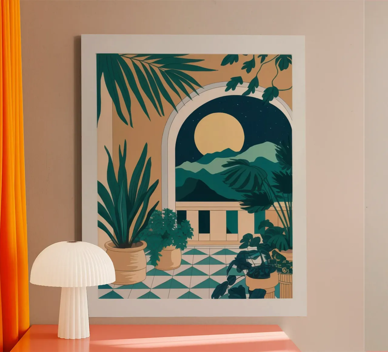 Arched Window Vista canvas with Floater frame by Moon Revolver