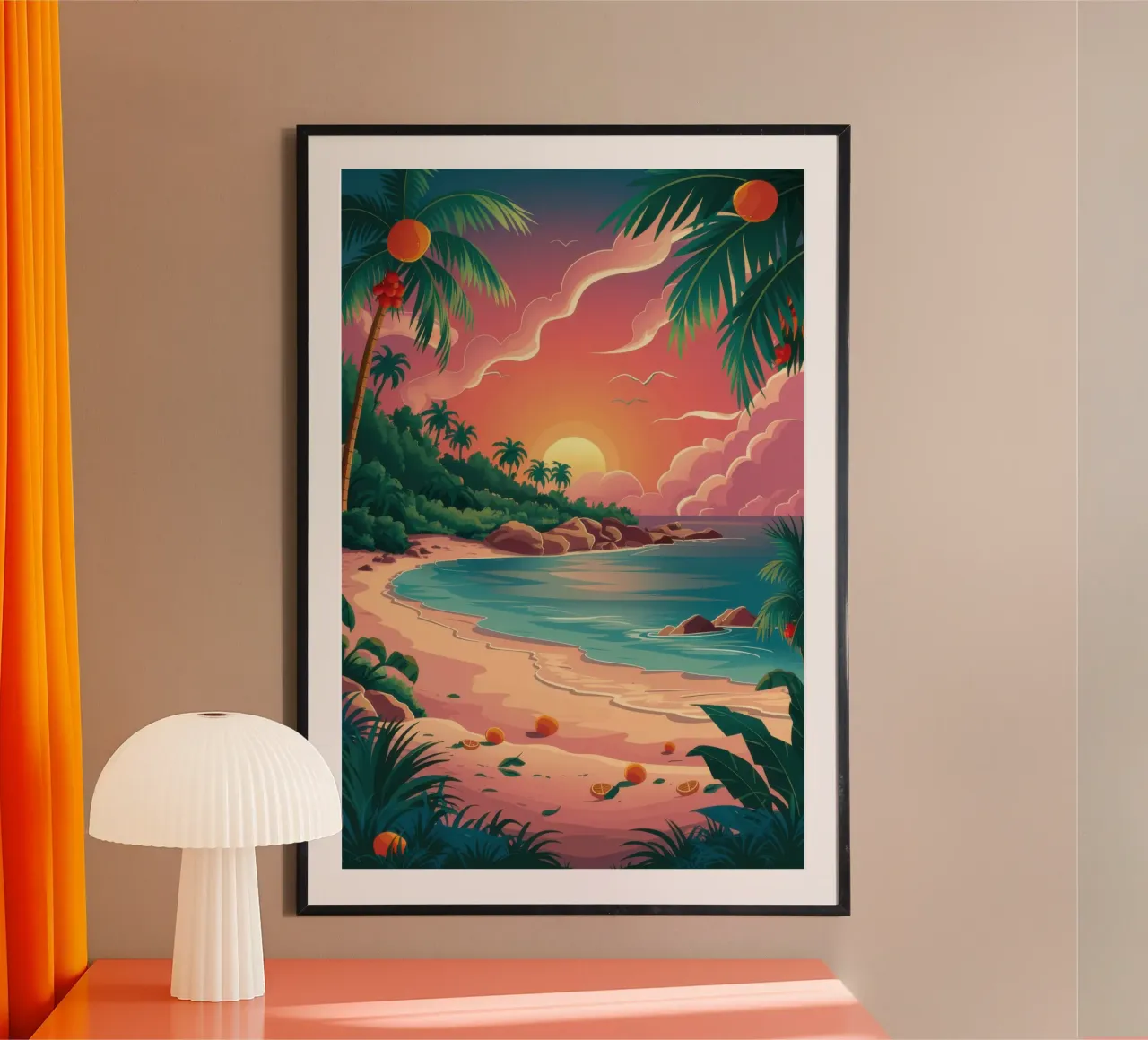 Crepuscolo della spiaggia cremisi poster da Enter Bloom