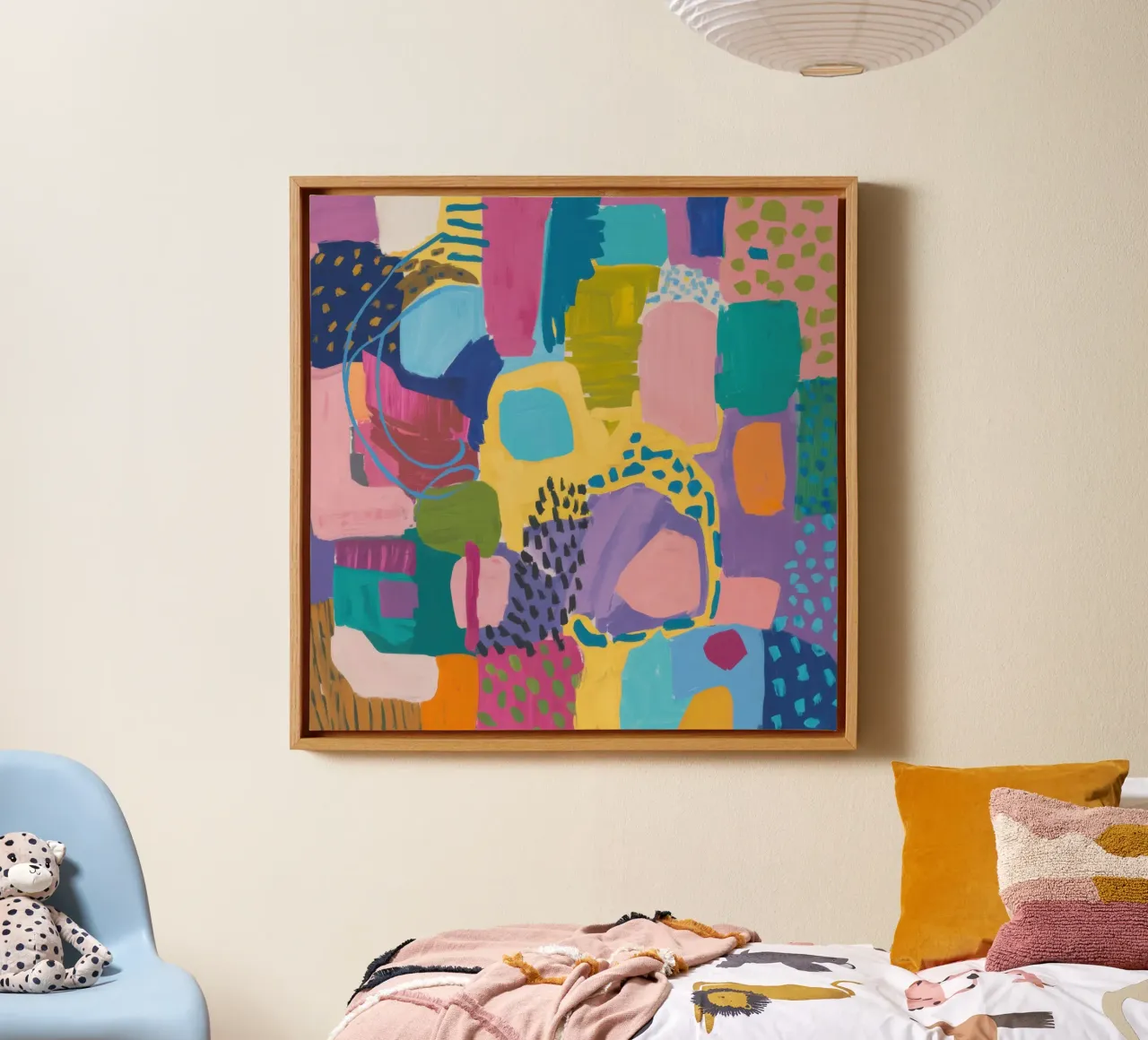 Levendige textuurcollage canvas met Baklijst van Echo Saber