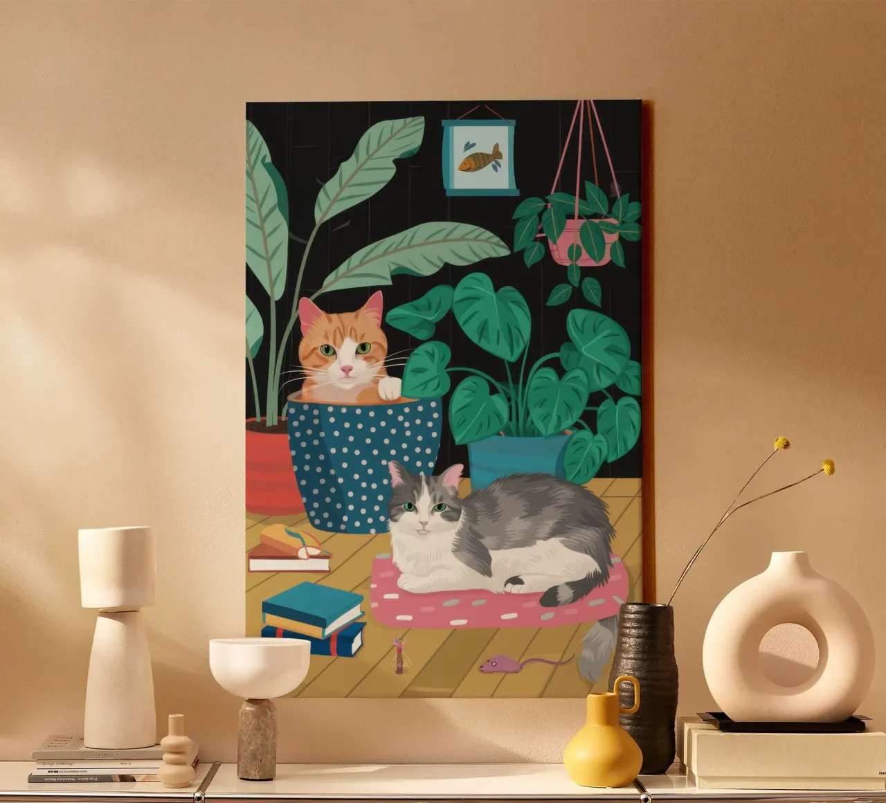 Cat Nap Sanctuary canvas with Floater frame by Wish Studio