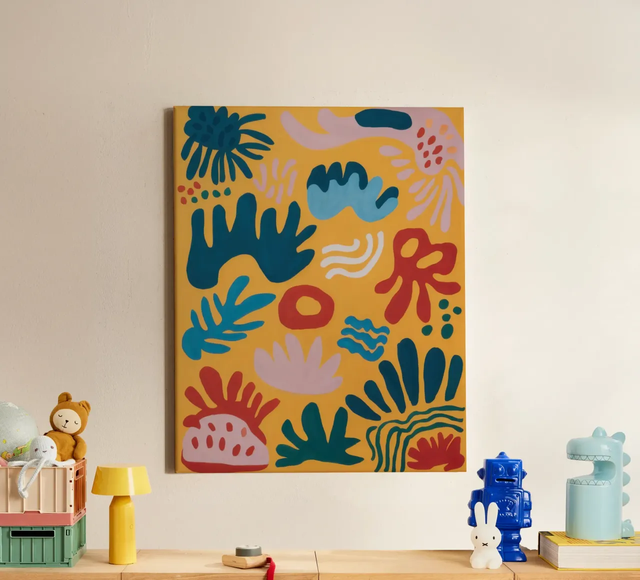 Ocre Formes joyeuses toile avec Caisse américaine de Sure Paint