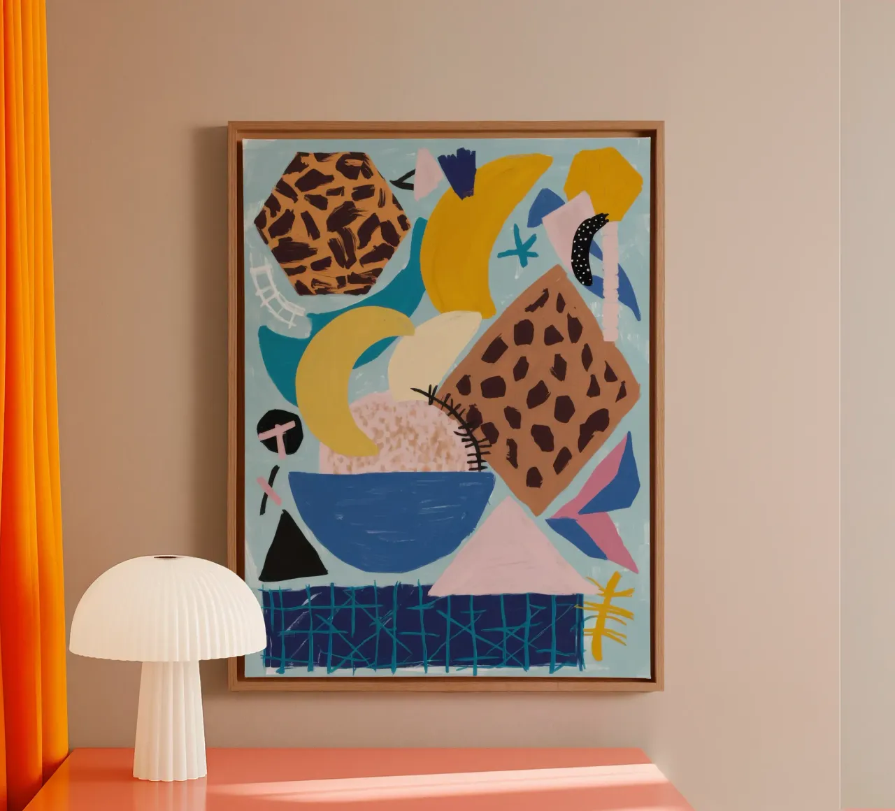 Abstract Still life Collage canvas with Floater frame by Wish Studio