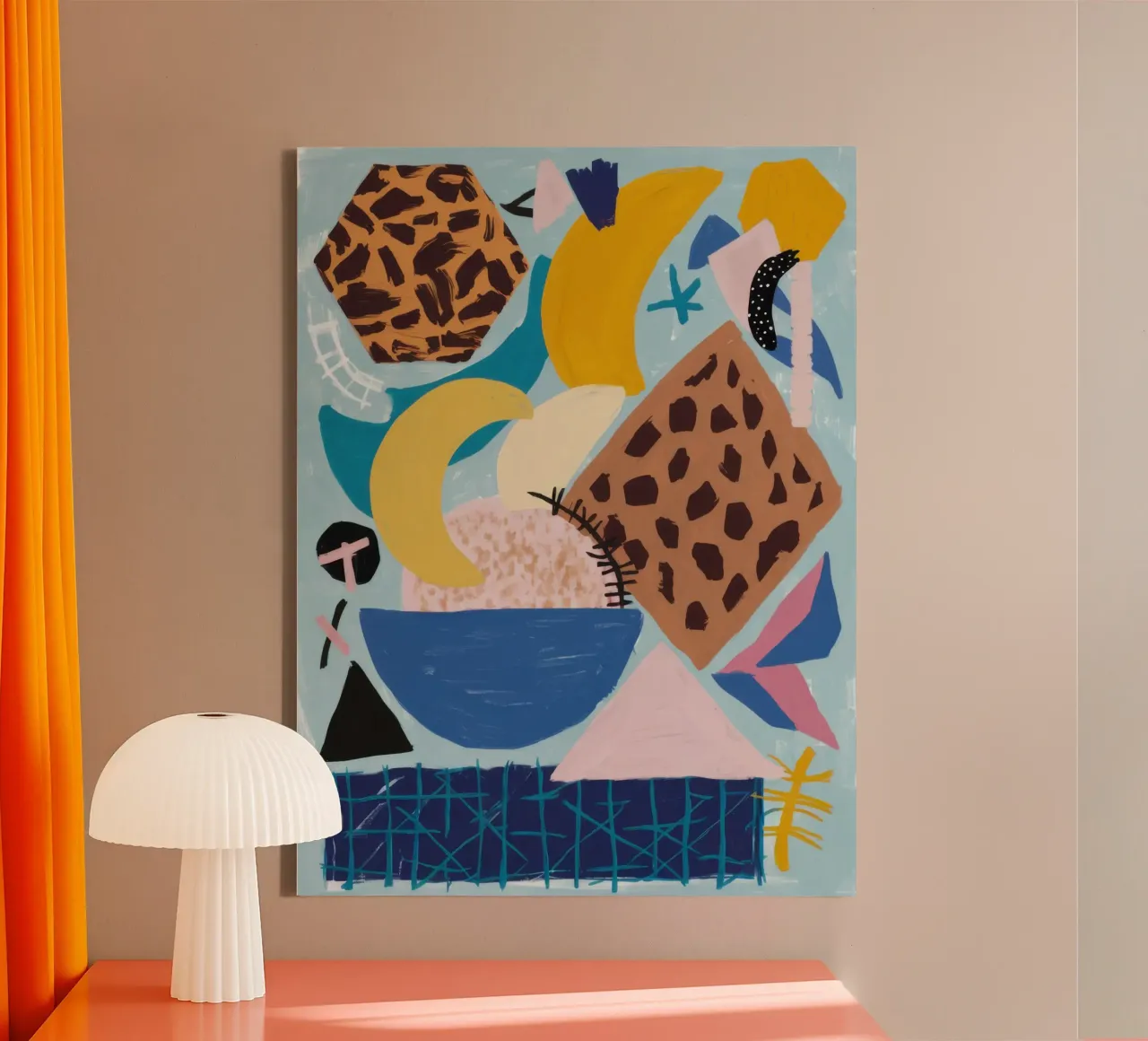 Abstract Still life Collage canvas with Floater frame by Wish Studio