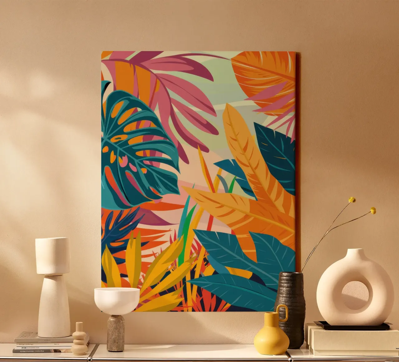 Autumnal Jungle Warmth canvas with Floater frame by Orchid Patina