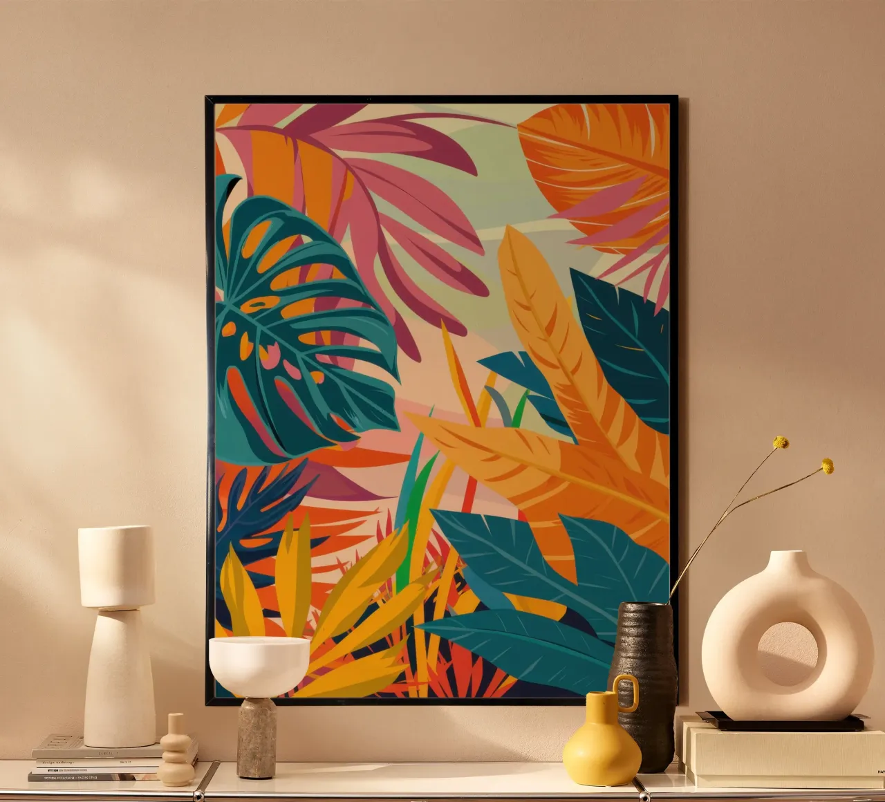 Calore autunnale della giungla poster con telaio in alluminio da Orchid Patina