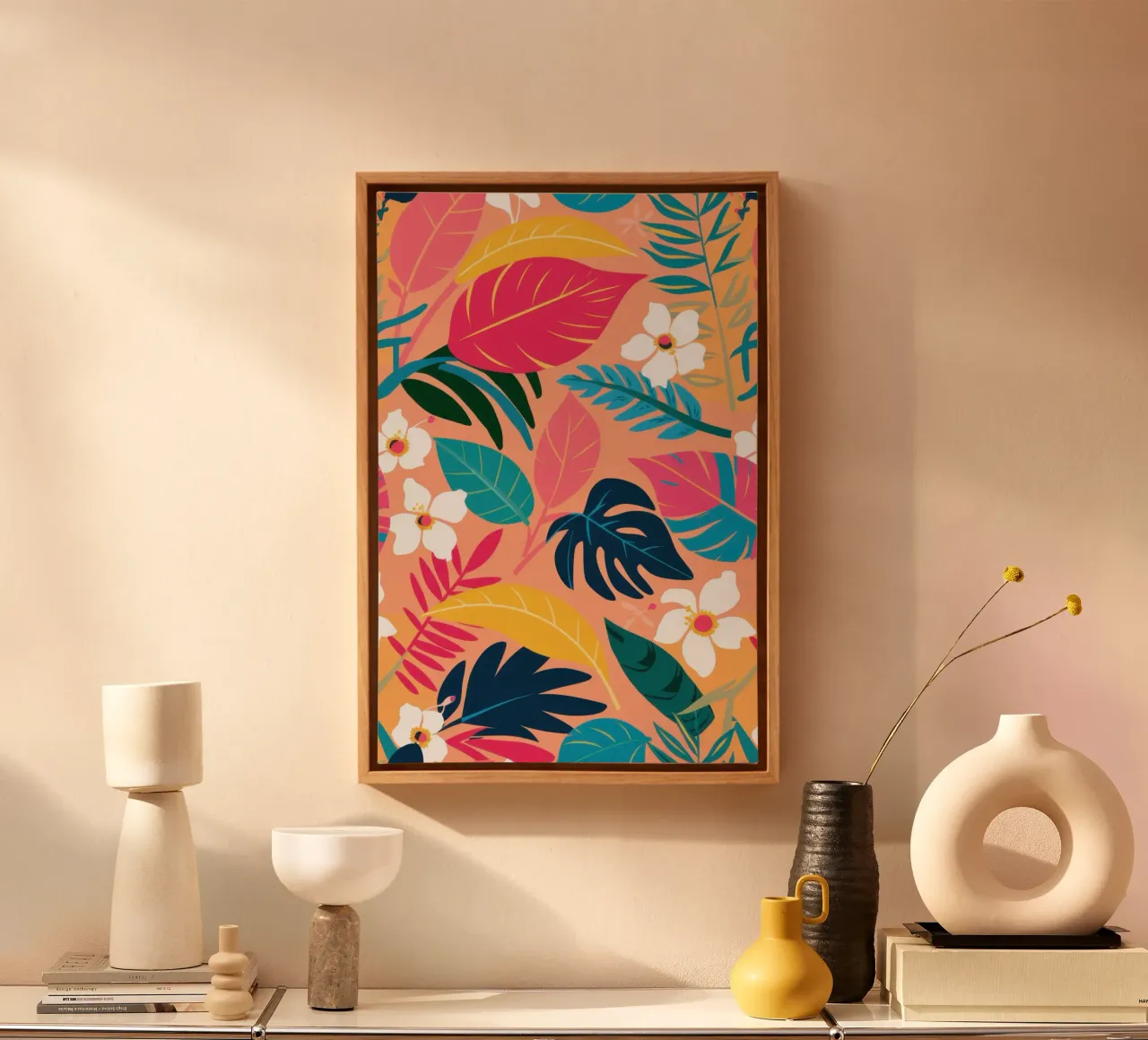 Medley di giungle pastello tela con Cornice a cassetta da Enter Bloom