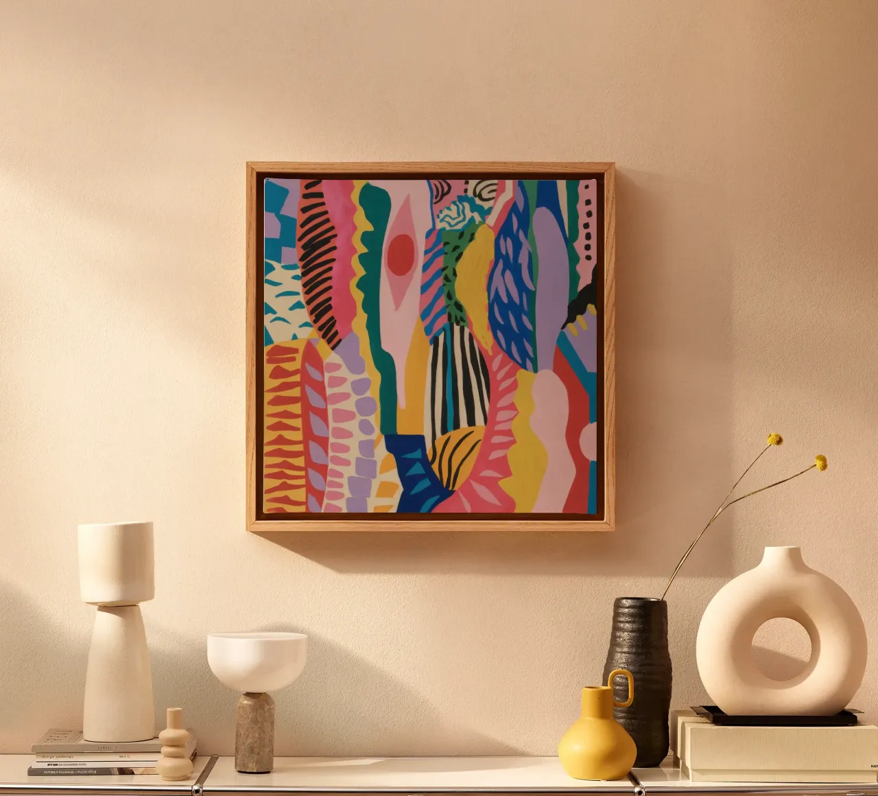 Levendige abstracte stroom canvas met Baklijst van Sure Paint