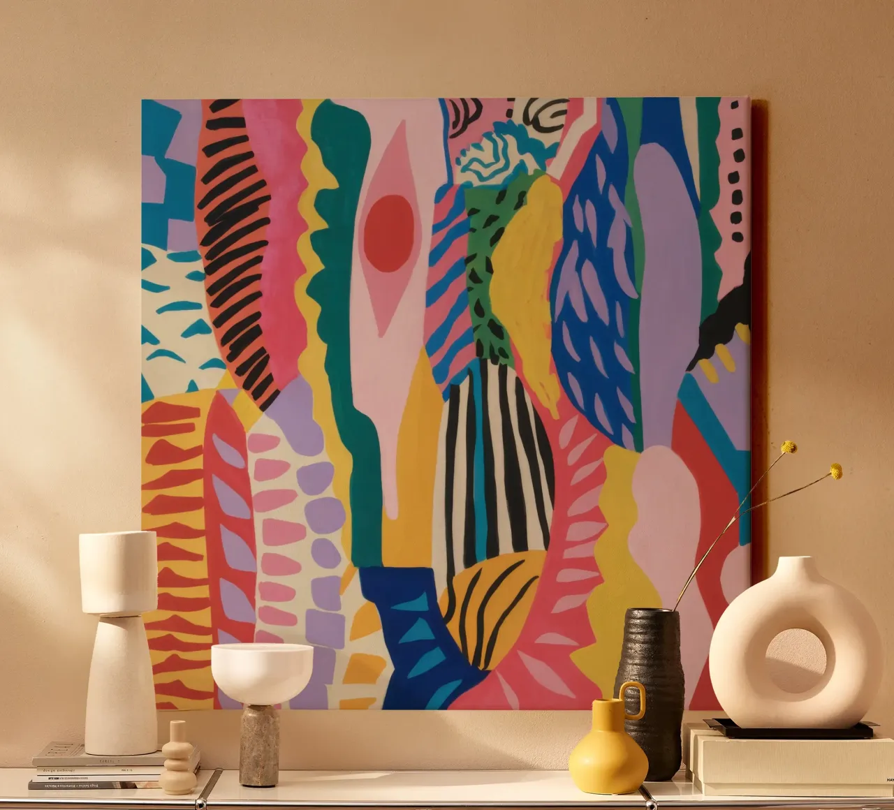 Levendige abstracte stroom canvas met Baklijst van Sure Paint