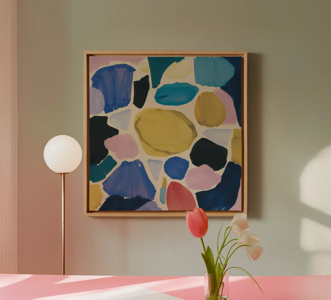 Earthy Stone Abstract canvas with Floater frame by Wish Studio