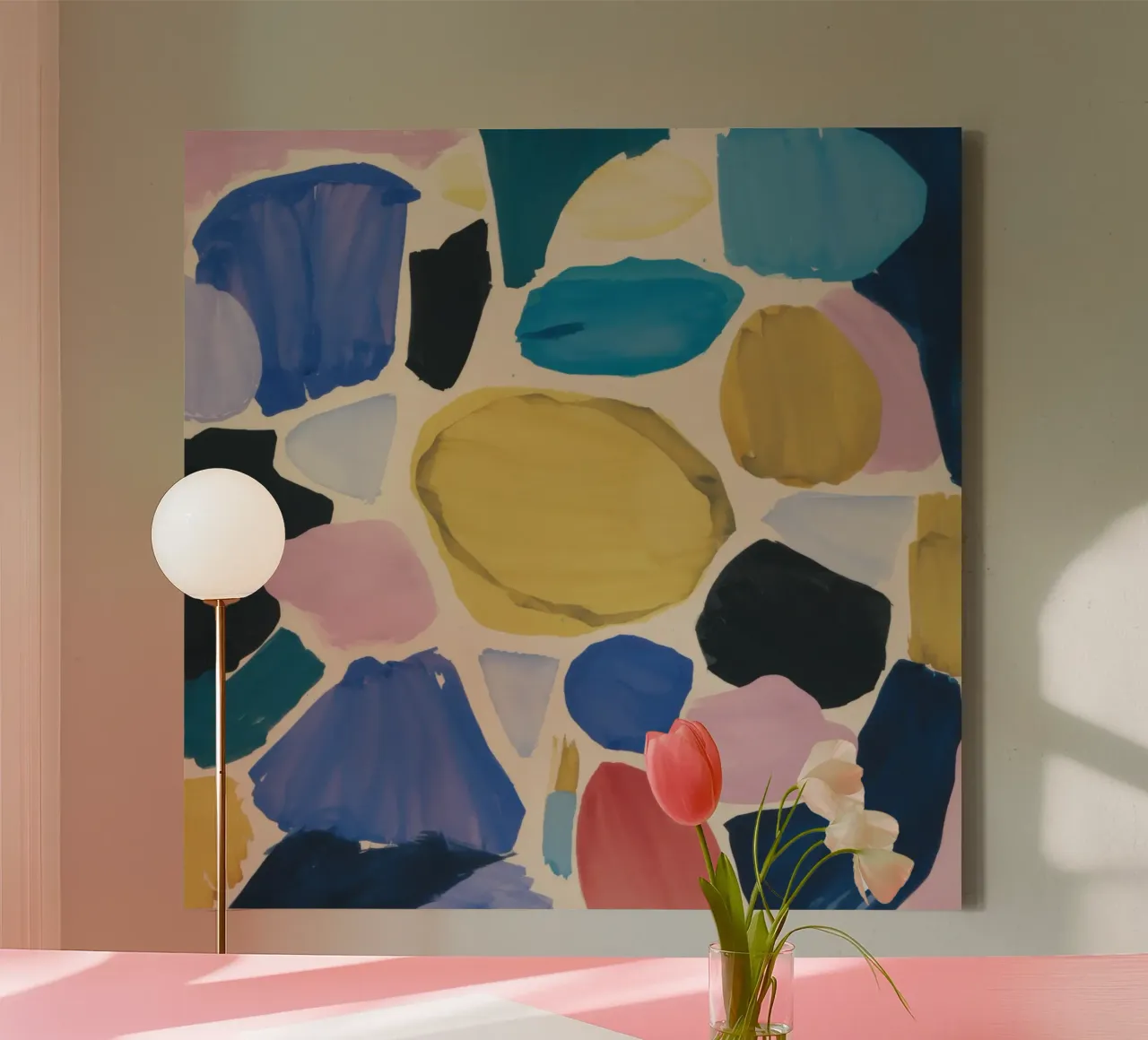 Earthy Stone Abstract canvas with Floater frame by Wish Studio