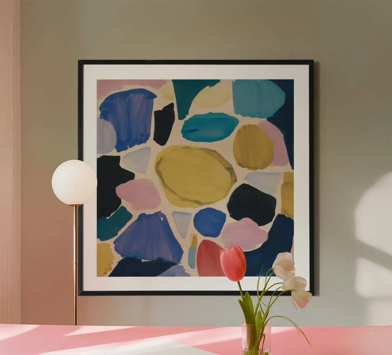 Pietra terrosa astratta poster con telaio in alluminio da Wish Studio
