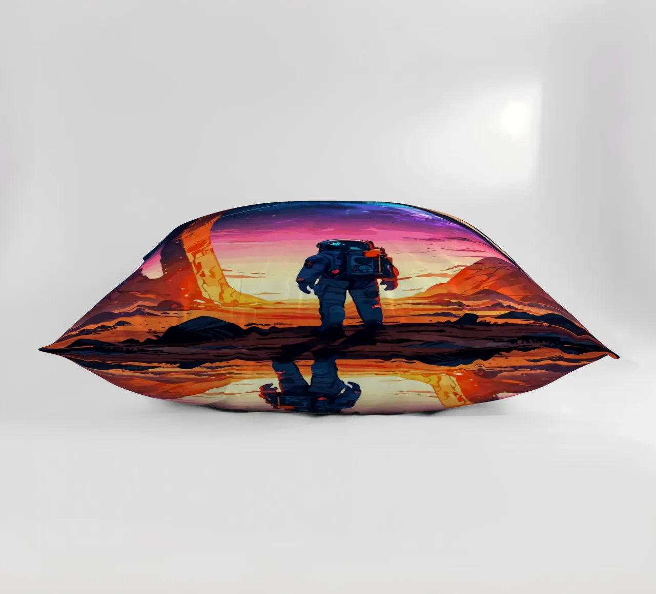 Astronauta su pianeta alieno con cielo cosmico cuscino da artdesign1985