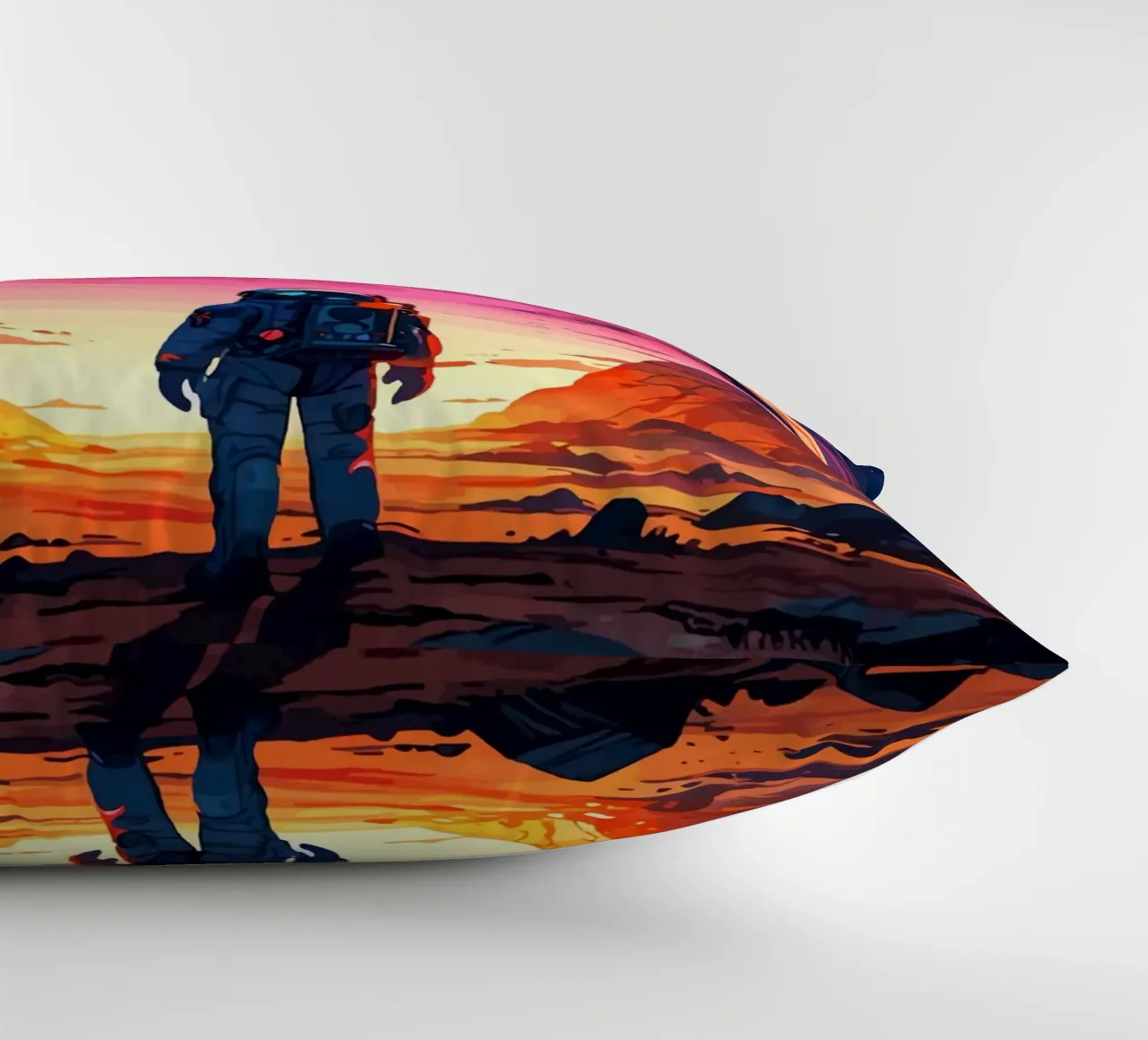 Astronauta su pianeta alieno con cielo cosmico cuscino da artdesign1985