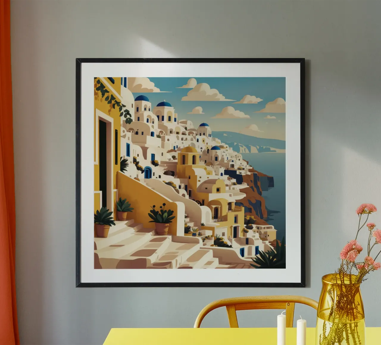 Santorini Sunlit Steps Poster von Echo Saber