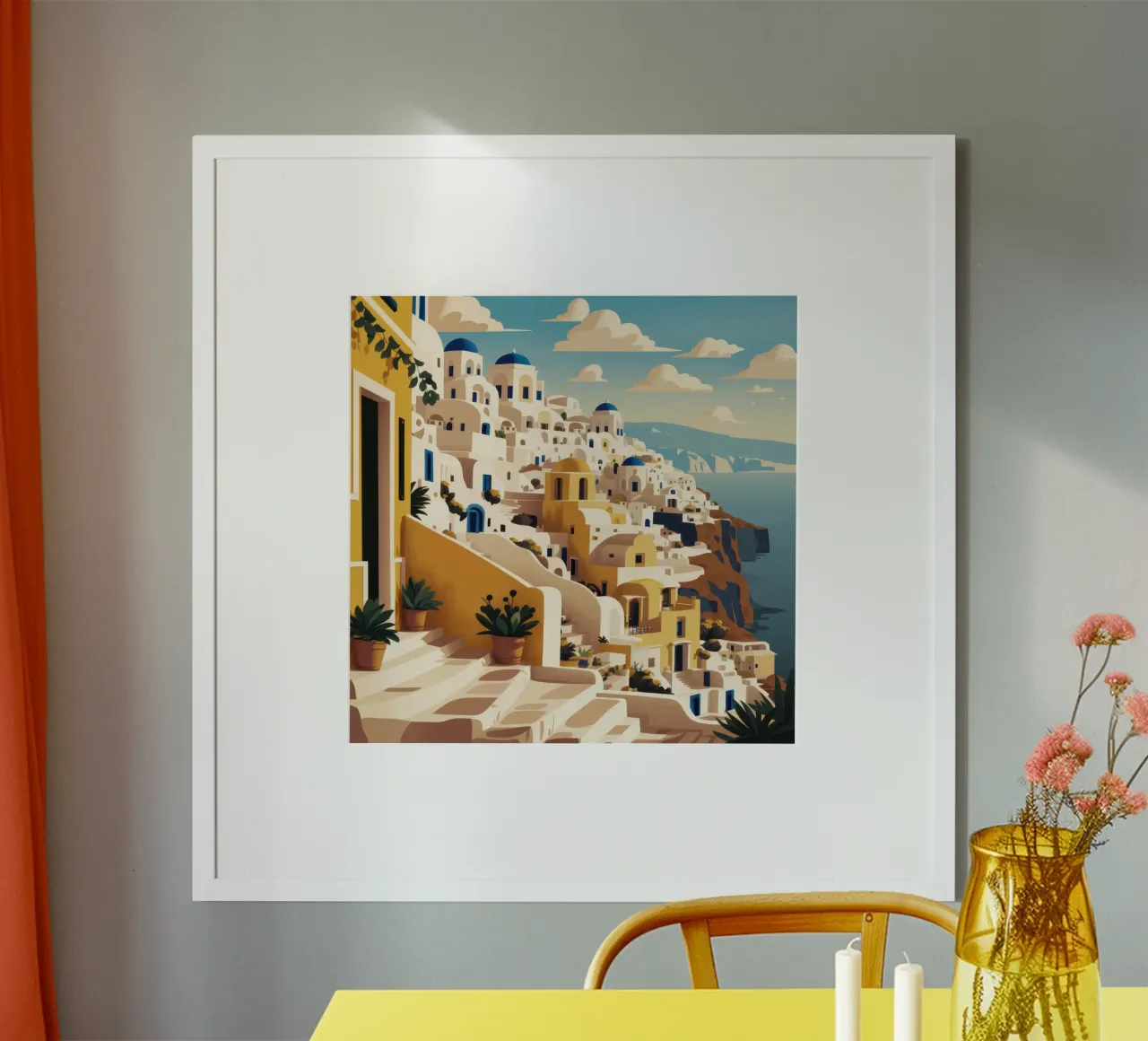 Santorini Sunlit Steps Poster von Echo Saber