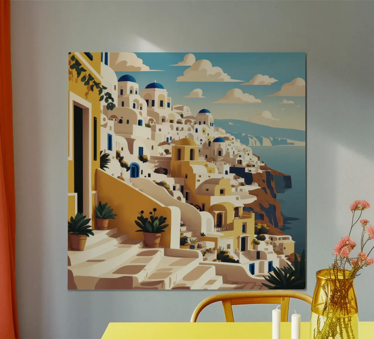 Santorini Sunlit Steps Poster von Echo Saber