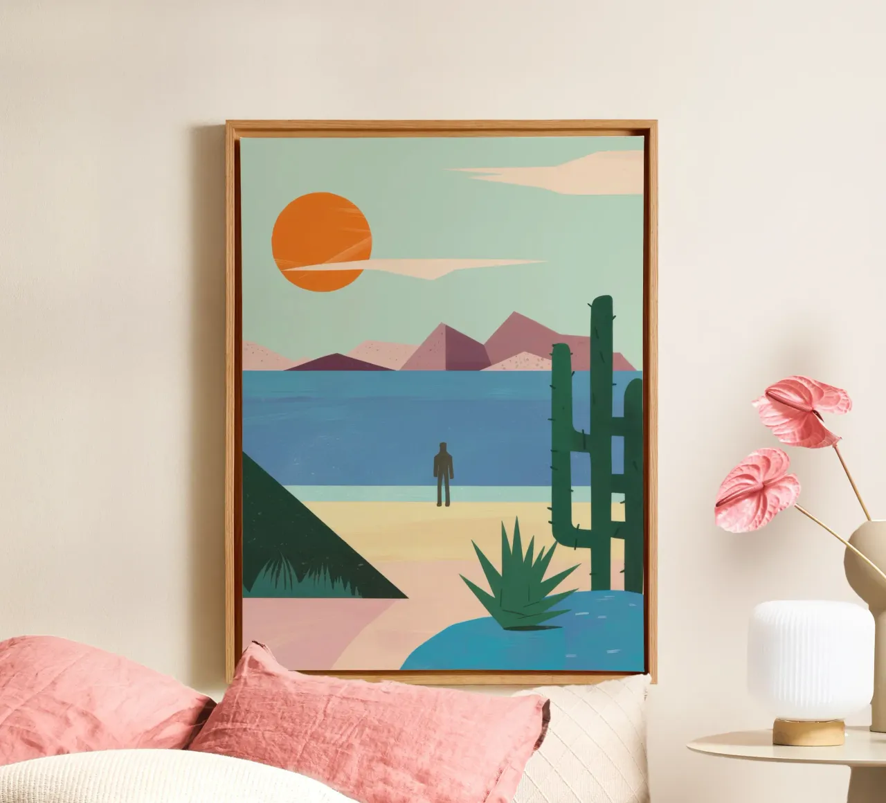 Minimalist Desert Solitude canvas with Floater frame by Moon Revolver