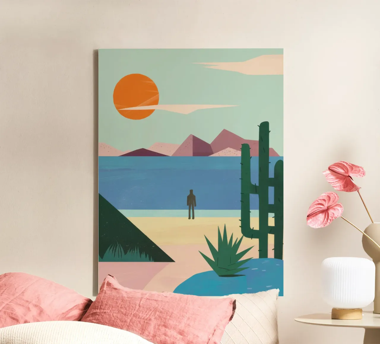Minimalist Desert Solitude canvas with Floater frame by Moon Revolver