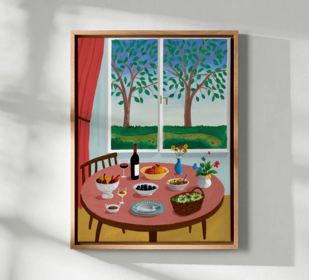 Sunlit Repast Stillness canvas with Floater frame by Enter Bloom