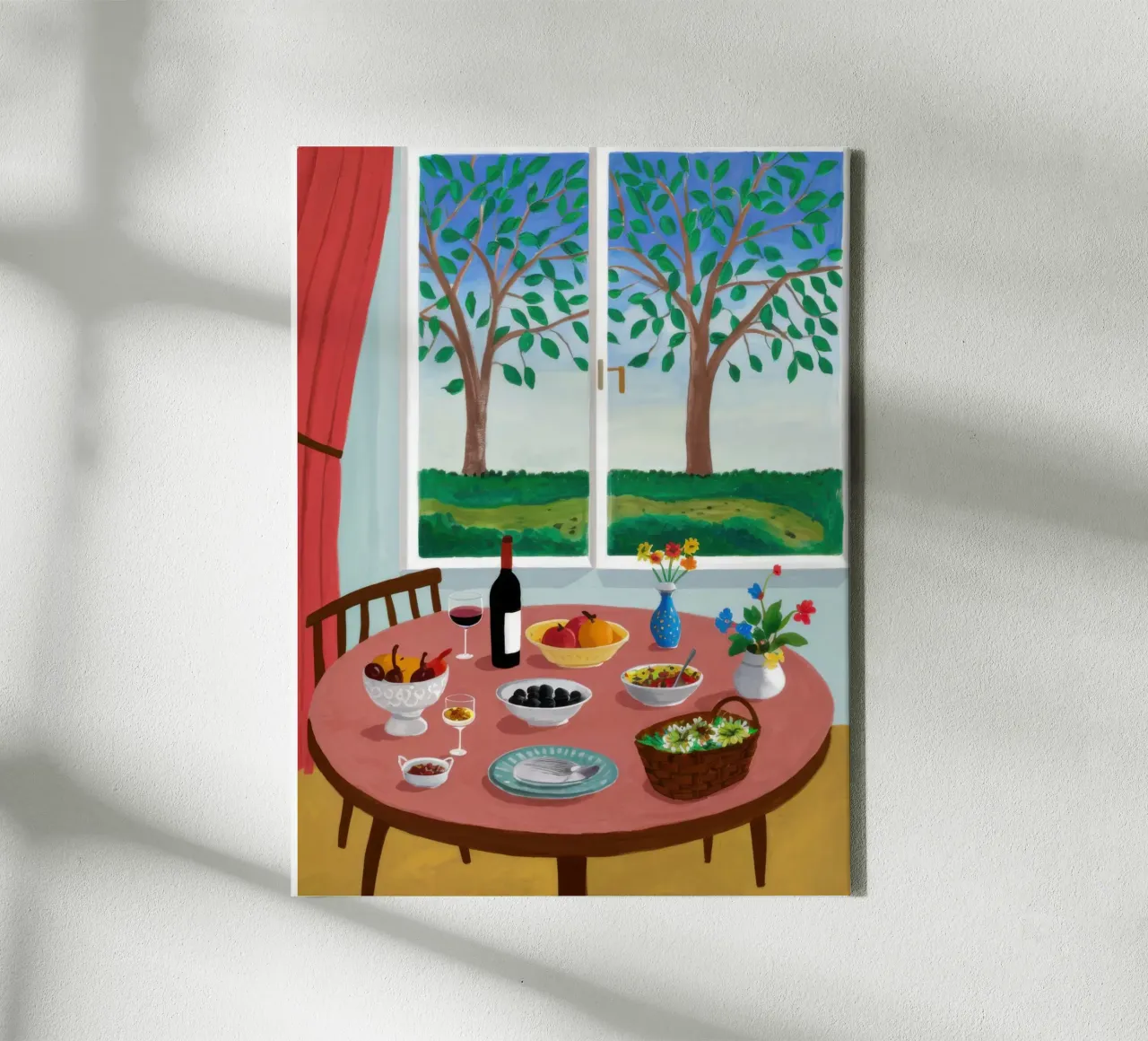 Sunlit Repast Stillness canvas with Floater frame by Enter Bloom