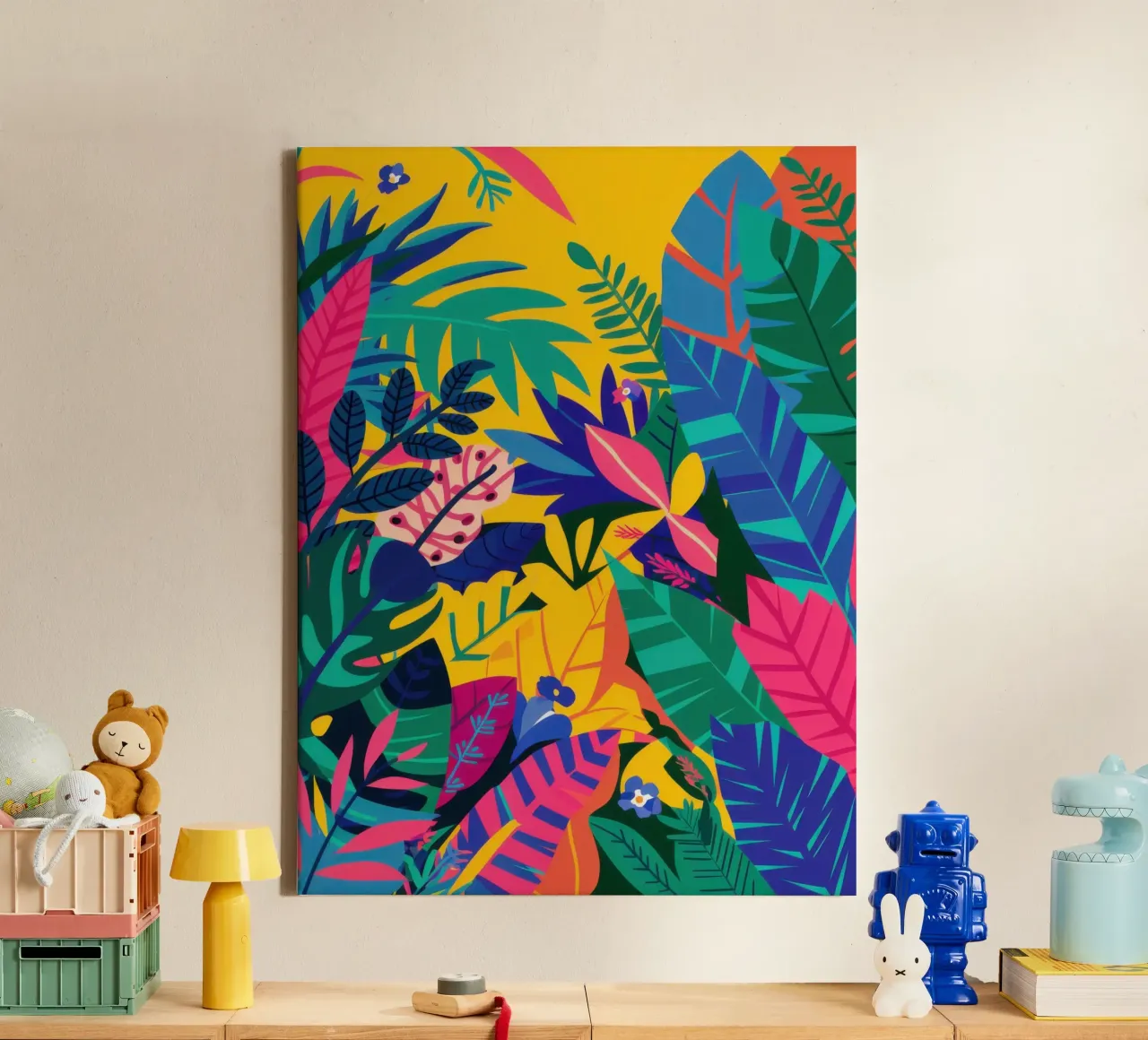 Prismatic Jungle Depths canvas with Floater frame by Echo Saber