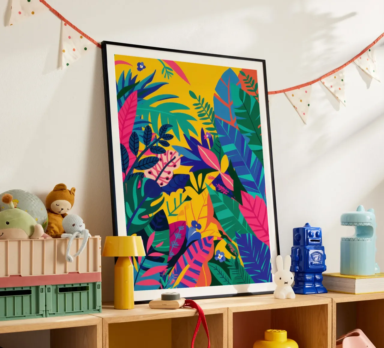 Profondità prismatiche della giungla poster con telaio in legno da Echo Saber