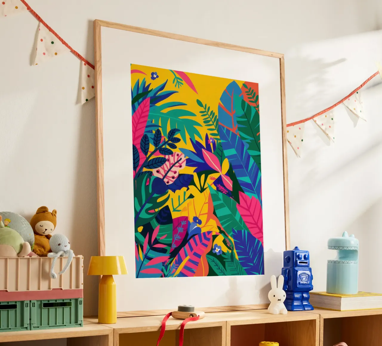 Profondità prismatiche della giungla poster con telaio in legno da Echo Saber