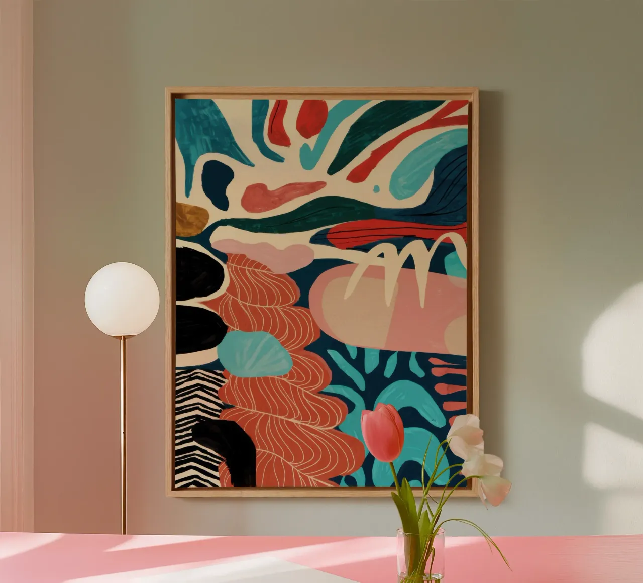 Mosaico di foglie di terra tela con Cornice a cassetta da Enter Bloom