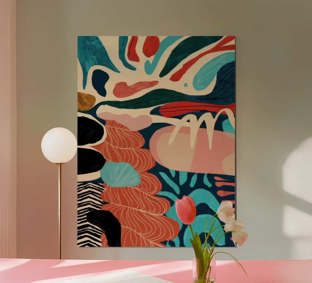 Mosaico di foglie di terra poster con telaio in plastica da Enter Bloom