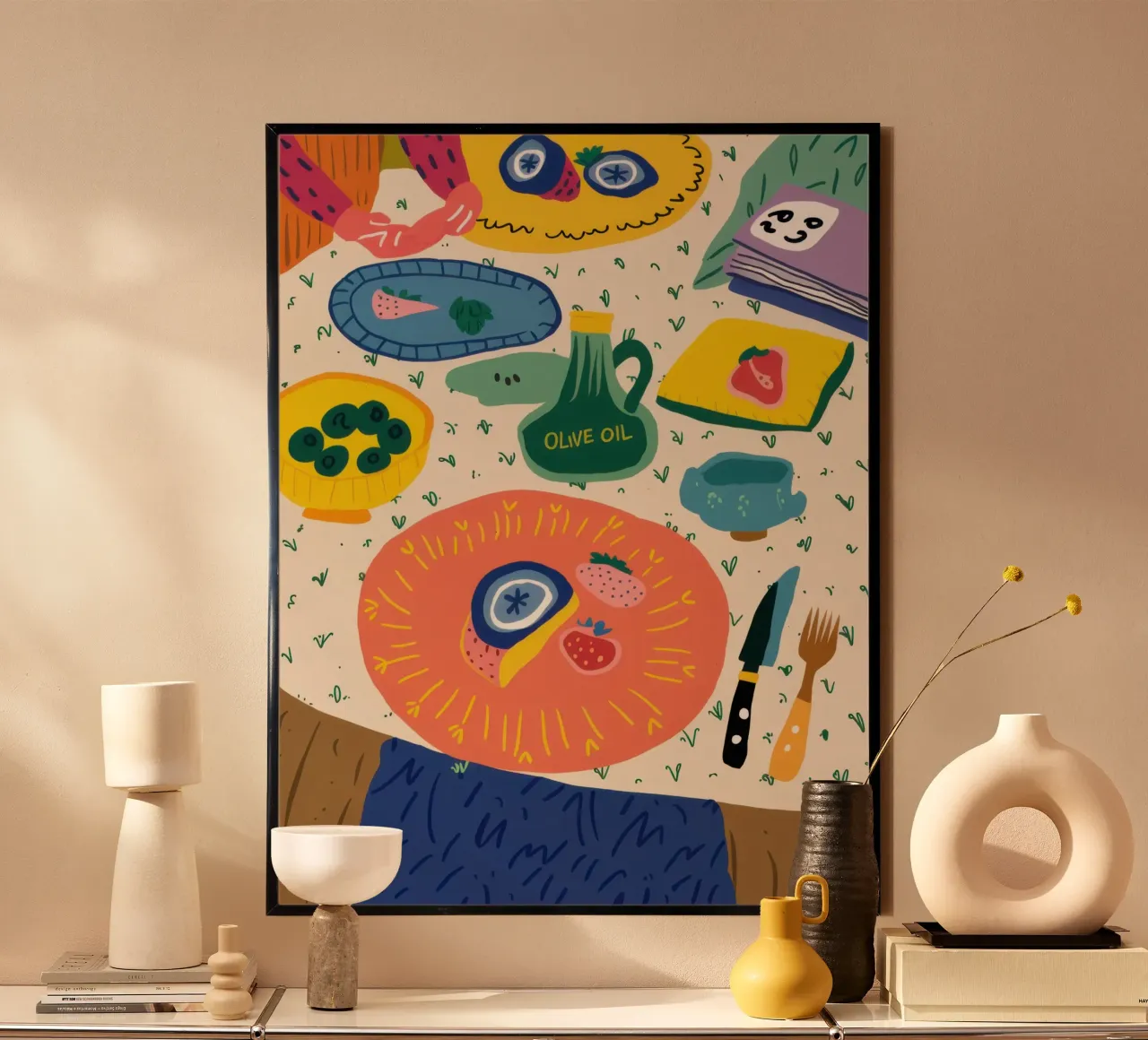 Picnic astratto sulla spiaggia poster da Sure Paint