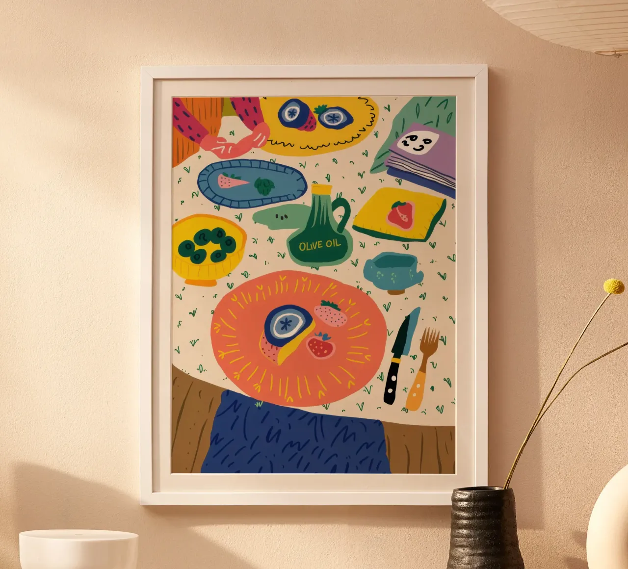 Picnic astratto sulla spiaggia poster da Sure Paint