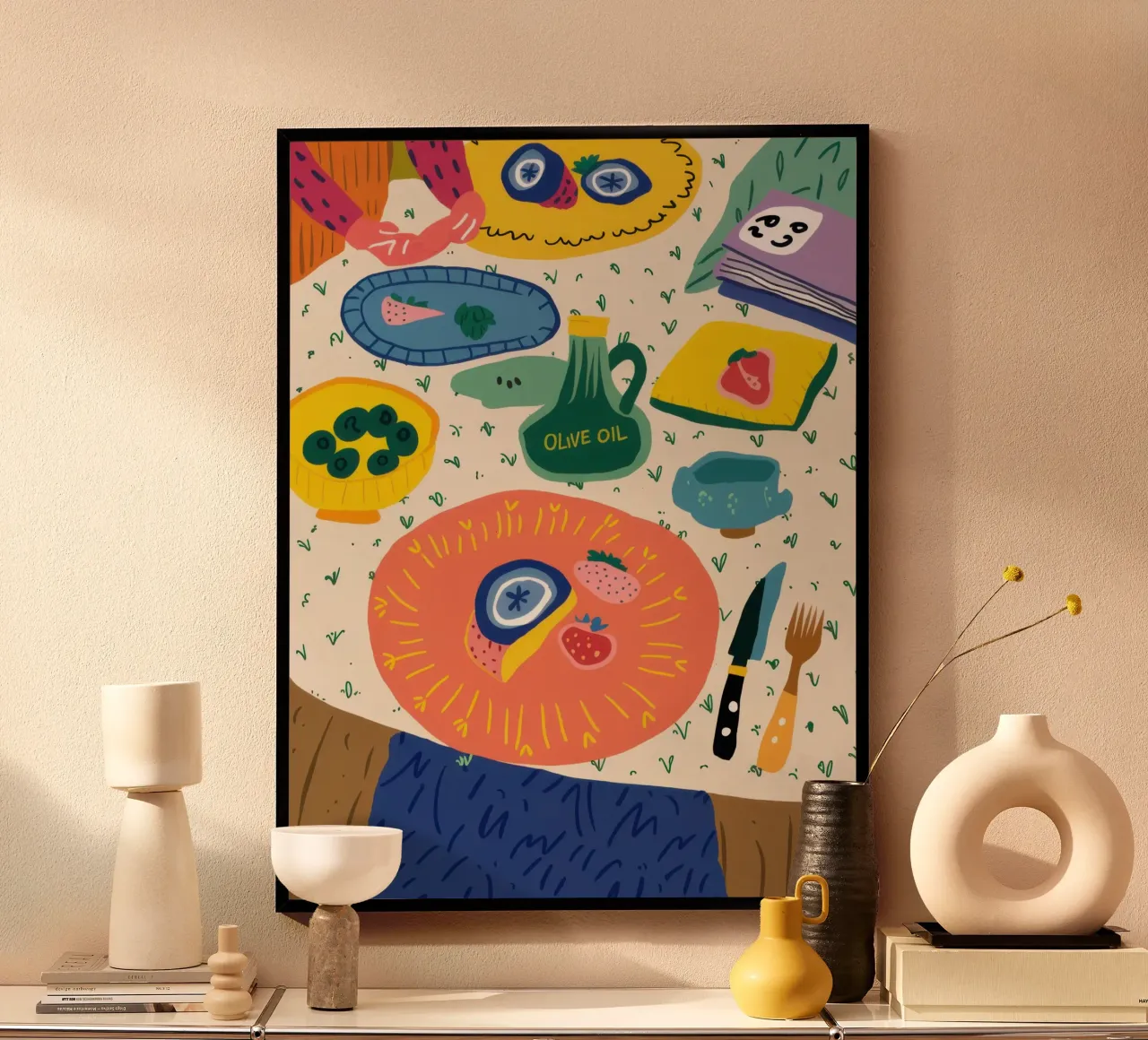 Picnic astratto sulla spiaggia poster da Sure Paint