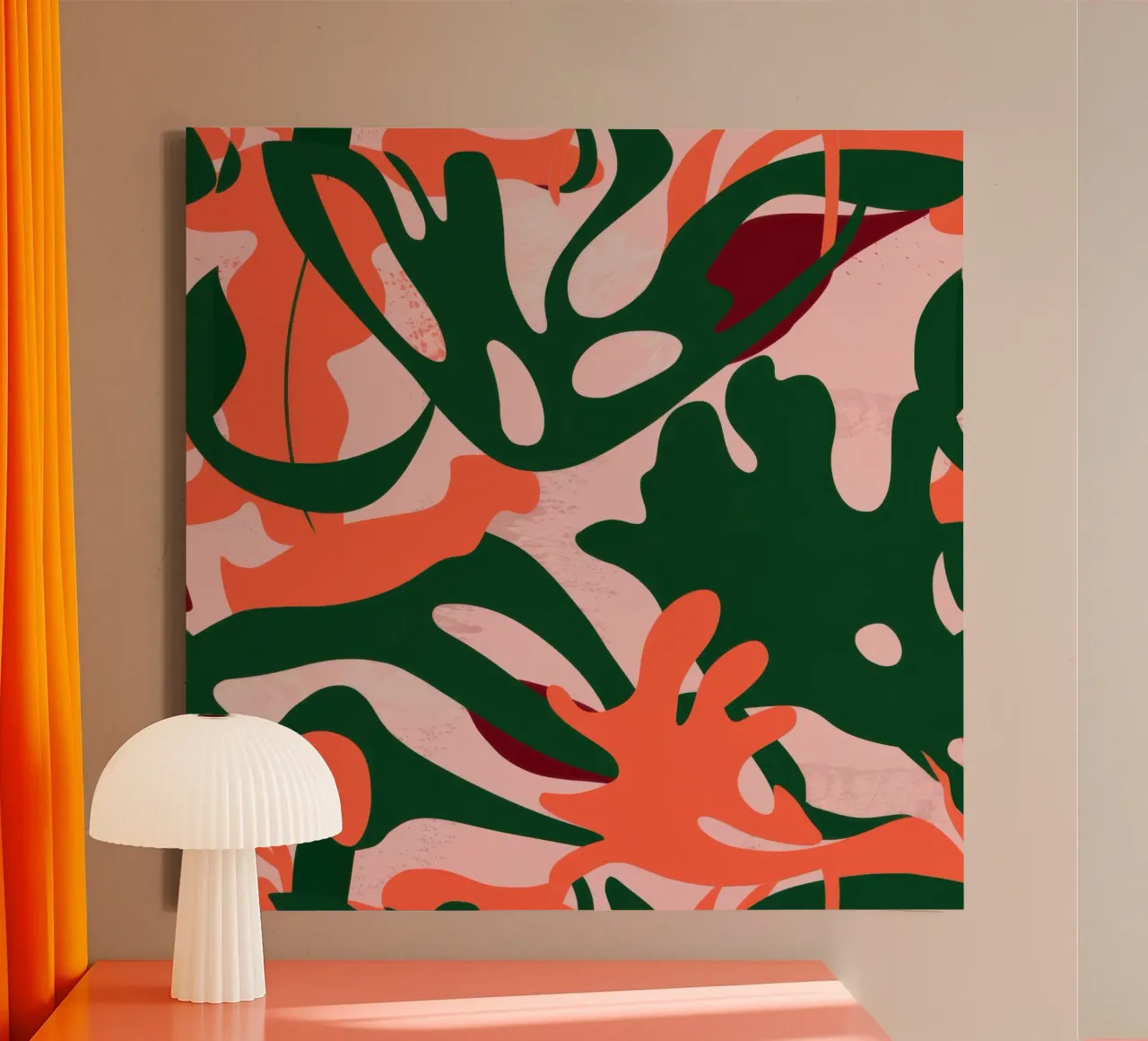 Abstract Coral Dance canvas with Floater frame by Orchid Patina