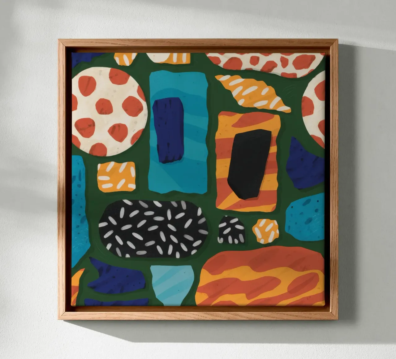 Geometric Relic Collage canvas with Floater frame by Enter Bloom