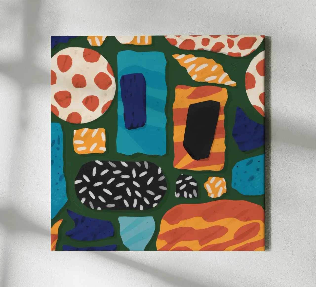 Geometric Relic Collage canvas with Floater frame by Enter Bloom