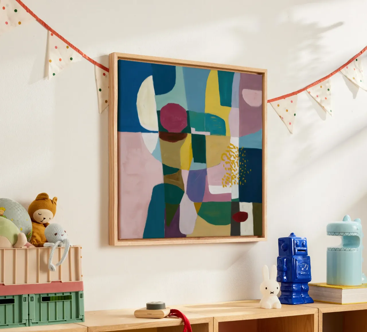 Textured Color Blocks canvas with Floater frame by Moon Revolver